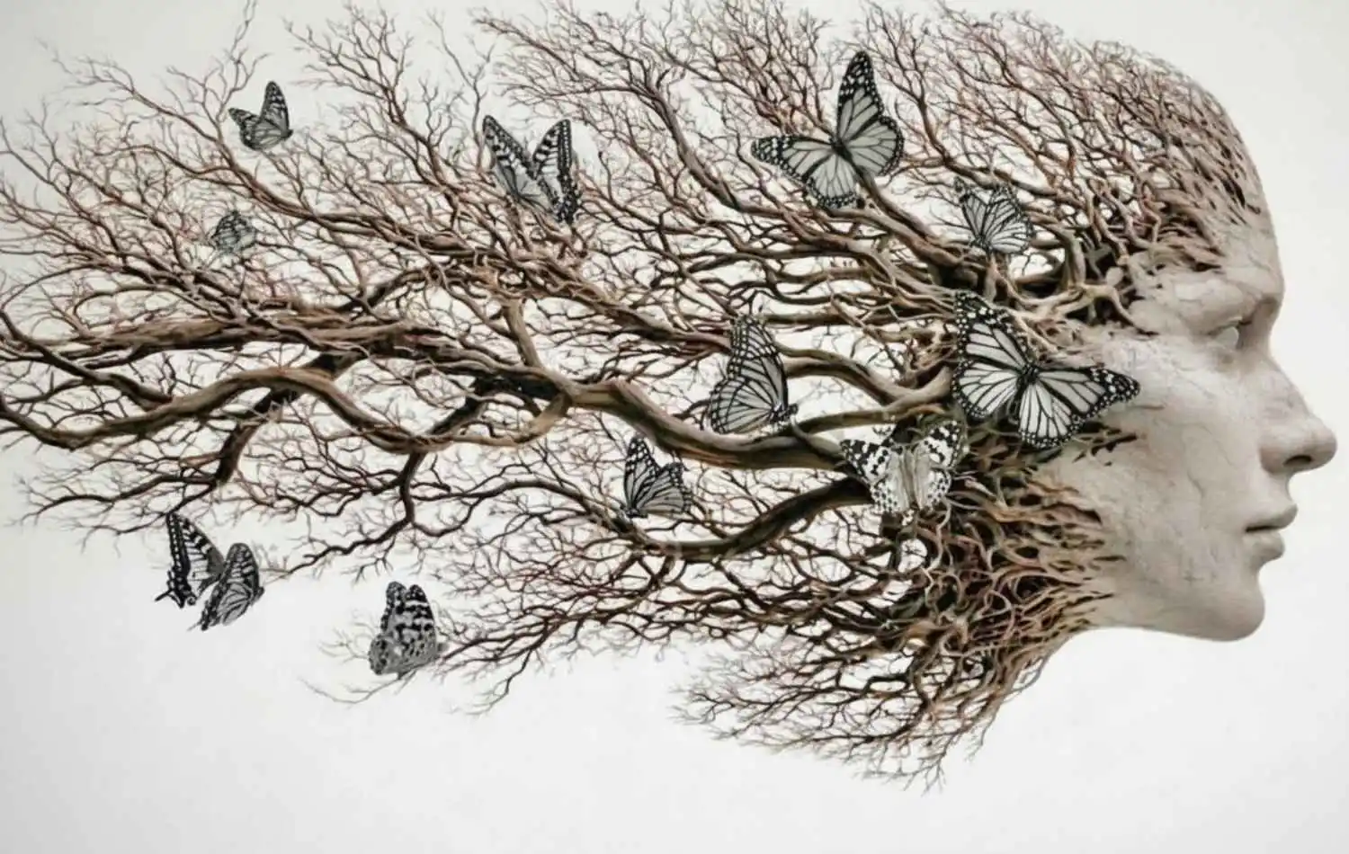 Essence Head with butterflies and branches